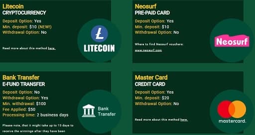 Deposit Methods at Fair Go Casino