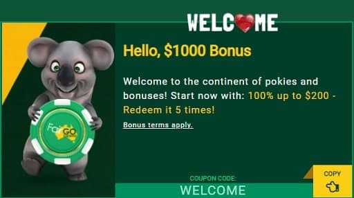 Fair Go Casino Welcome Bonus