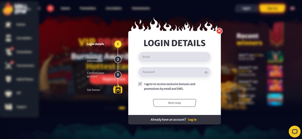 Hell Spin Casino Login