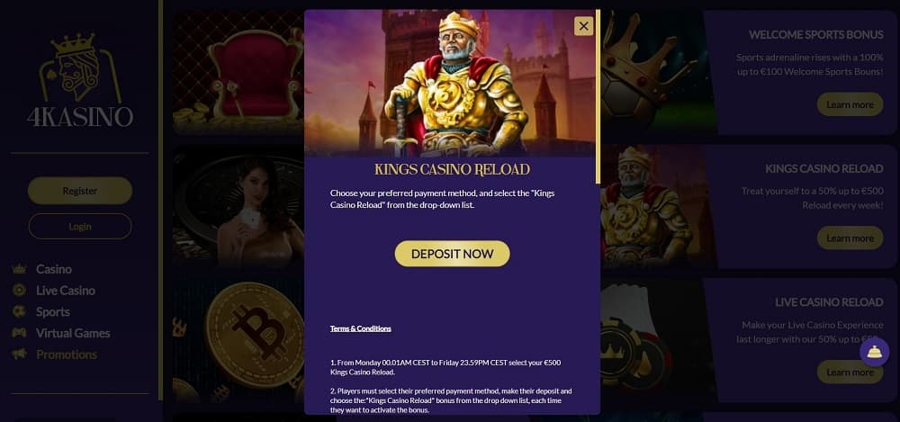 4Kasino Reload Bonus in Australia