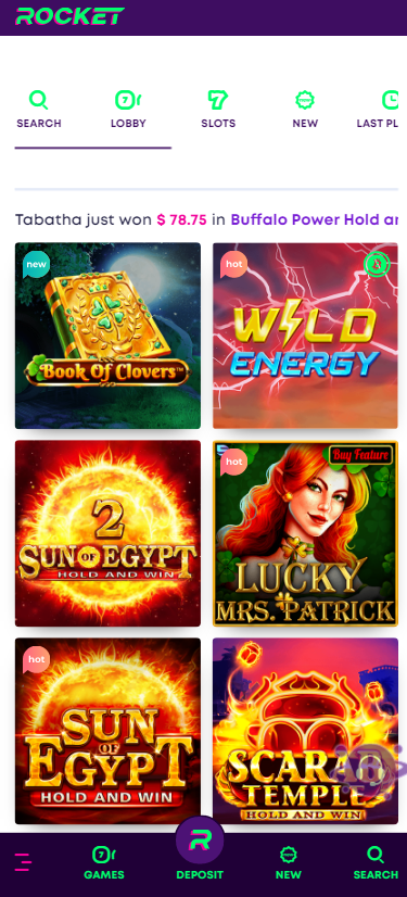Game collection on casino-rocket