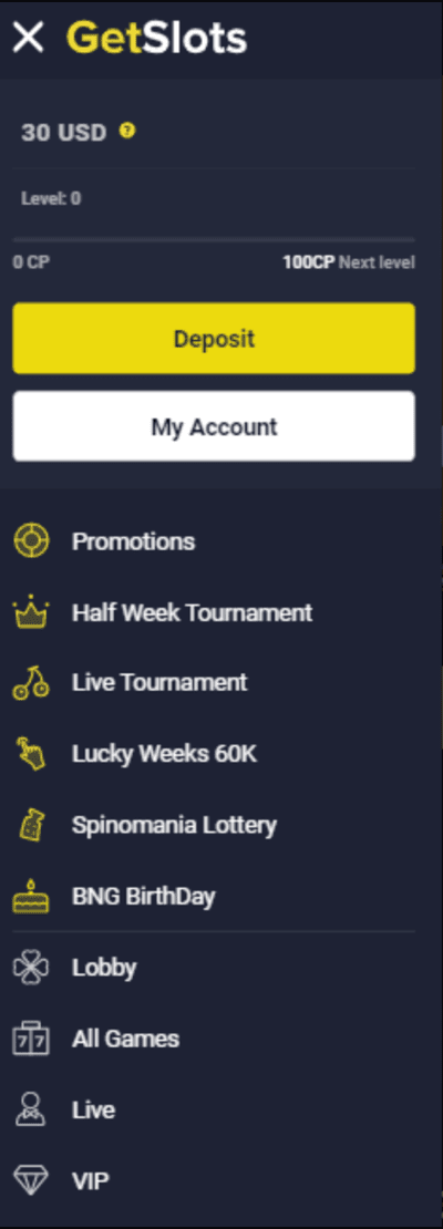 Dave's starting balance at GetSlots
