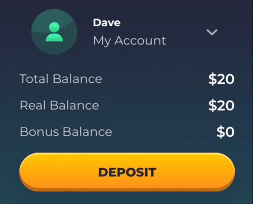 At the commencement of the games in Roku Casino, Dave's balance reflected this amount.