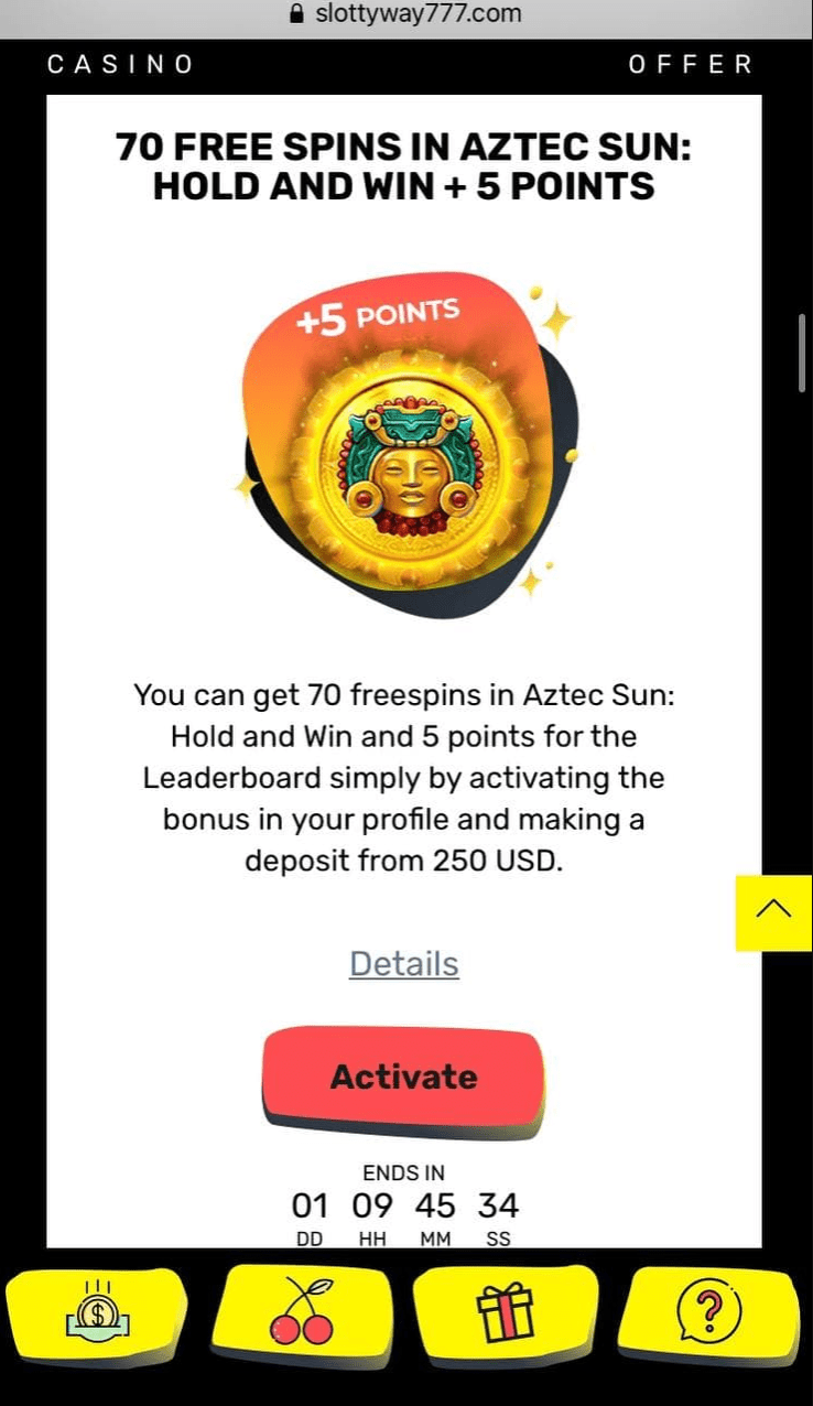 Various bonuses and tournaments at Slotty Way Casino