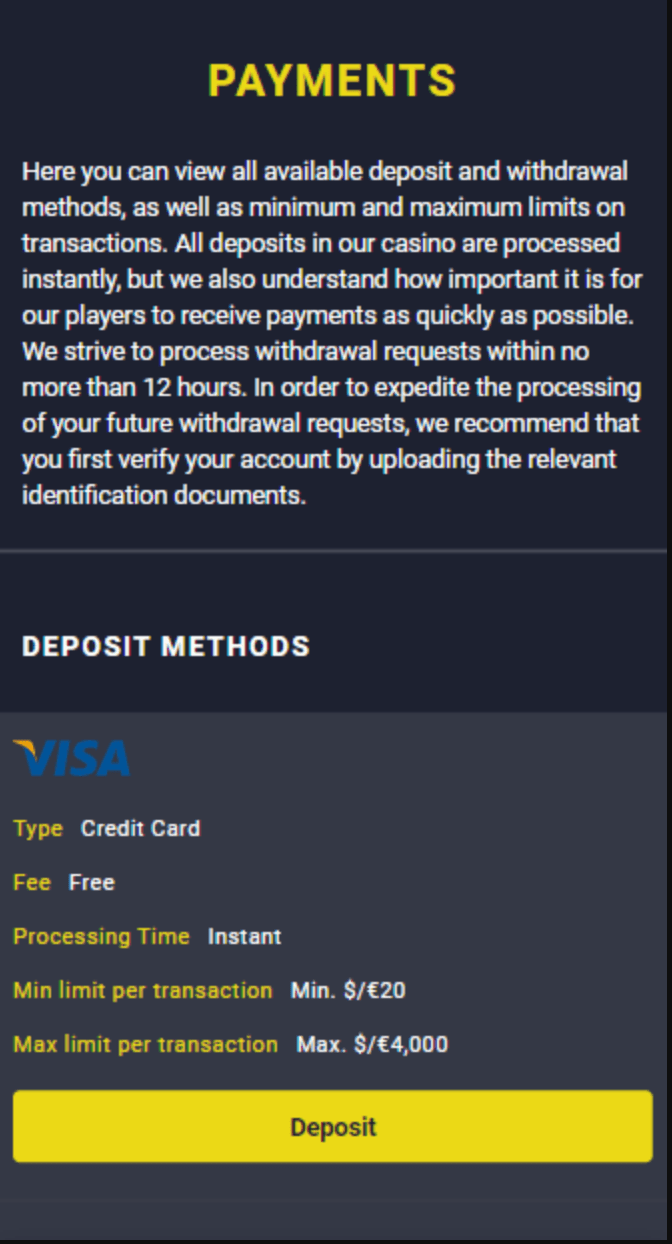 Getslots payment methods