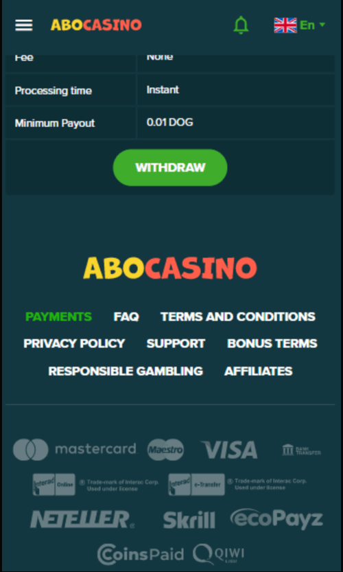 Extensive banking alternatives at Abo Casino